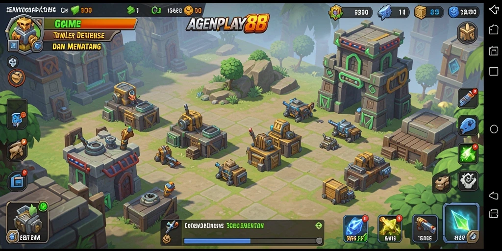 Tampilan gameplay AGENPLAY88 yang menarik dan dinamis di medan perang Tower Defense.
