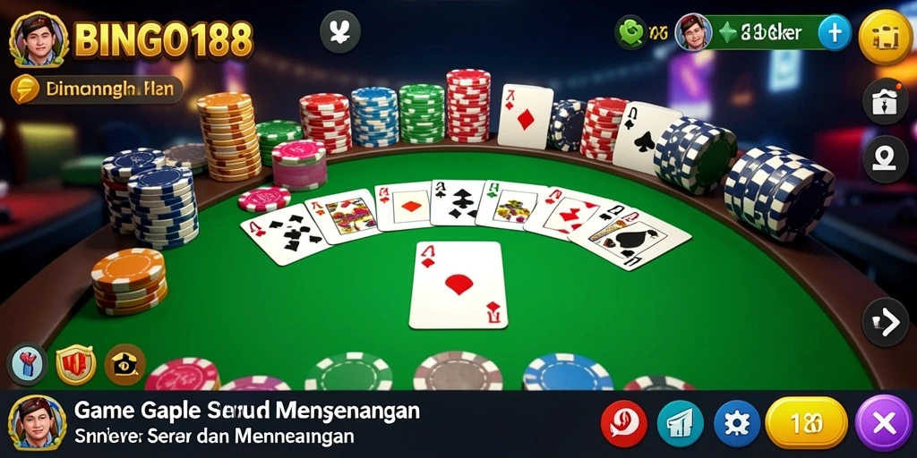 Screenshot BINGO188 menunjukkan gameplay Gaple yang seru dan interaktif.