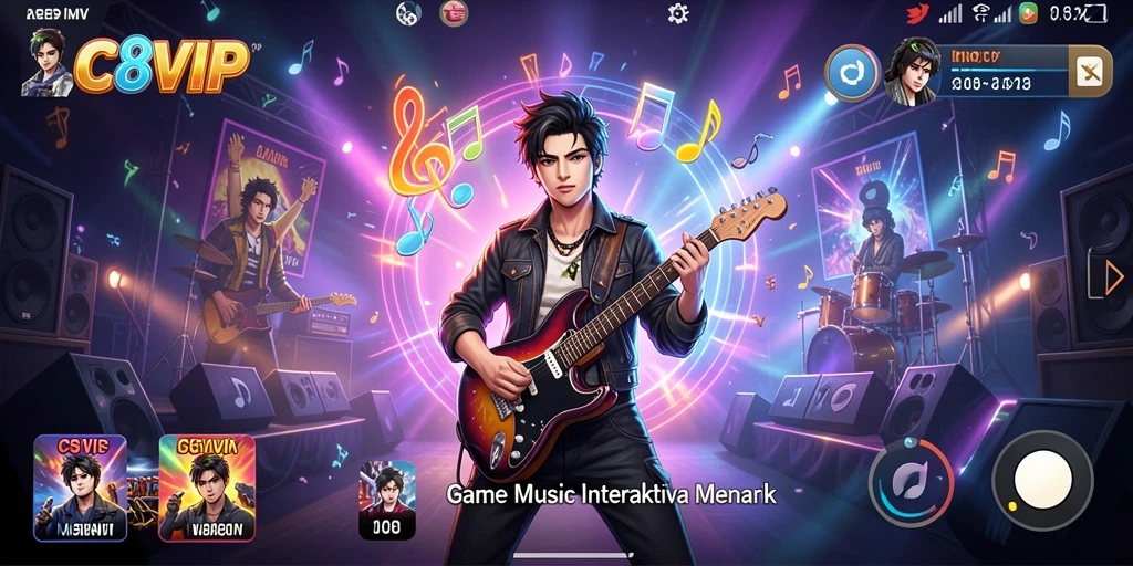 Screenshot gameplay C8VIP menampilkan interaksi musik yang seru dan menarik.