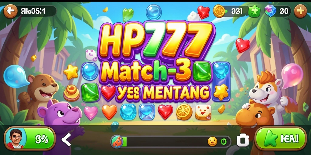 Tampilan gameplay menarik dari HP777 dalam dunia Match-3.