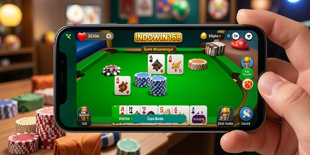 Tampilan gameplay seru dari INDOWIN168 yang menampilkan aksi Gaple.