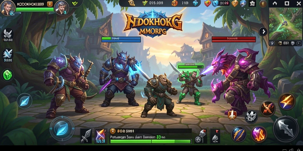 Screenshot gameplay KODOKHOKI889 menampilkan pertarungan epik dalam dunia MMORPG.