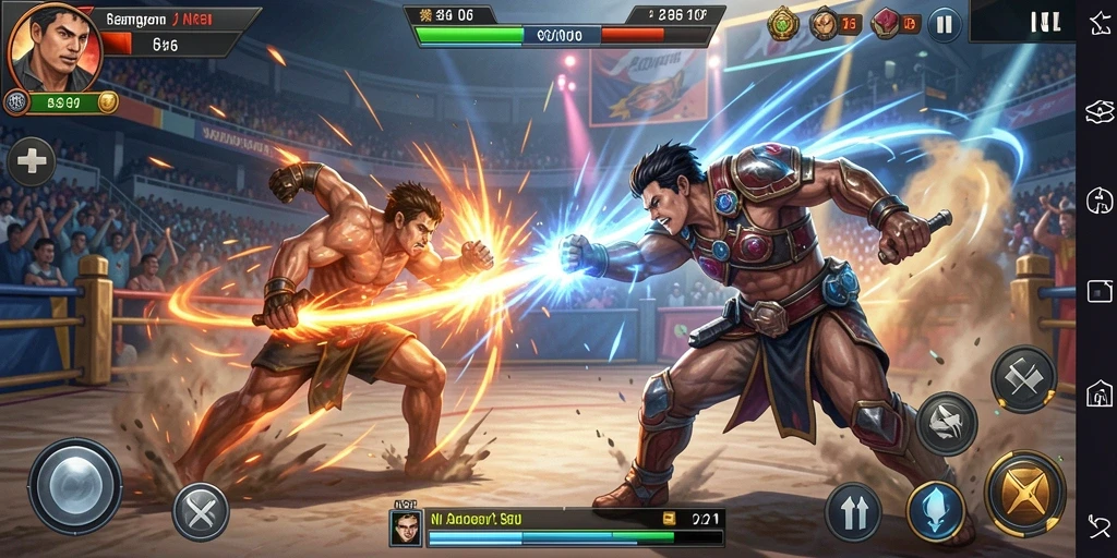 Gameplay seru dan dinamis dari N06 dalam arena pertarungan.