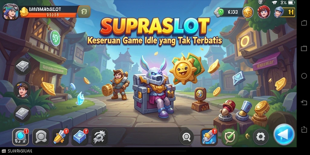 Tampilan gameplay menarik dari SUPRASLOT dengan slot berputar.