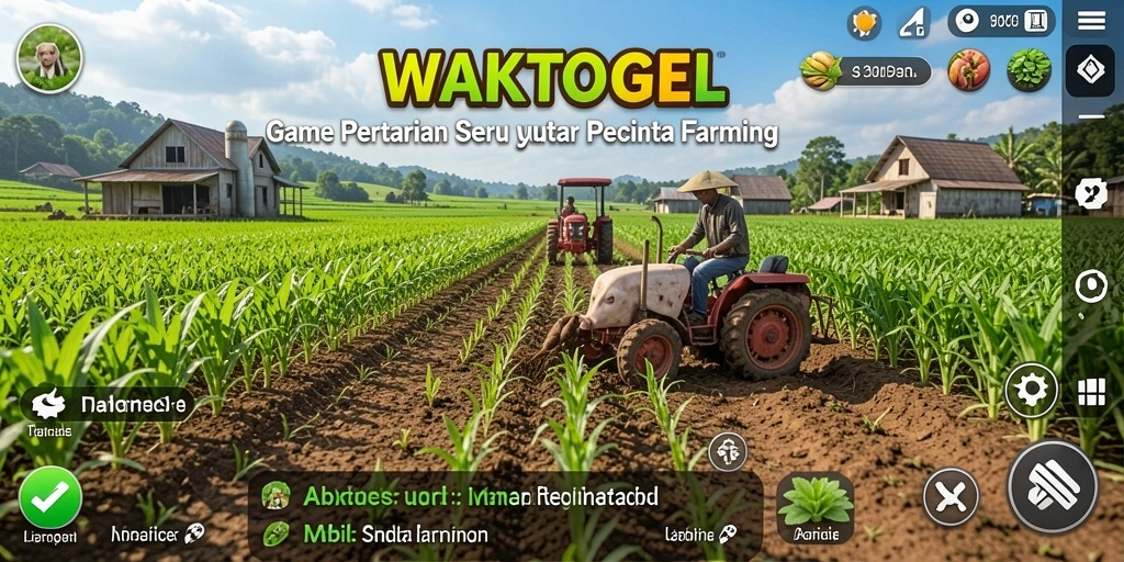 Screenshot menunjukkan gameplay terbaik WAKTOGEL dengan ladang subur.
