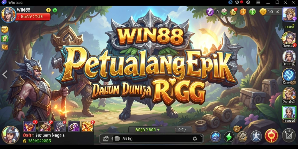 Screenshot gameplay WIN88 menampilkan pertarungan epik dan eksplorasi dunia fantasi.
